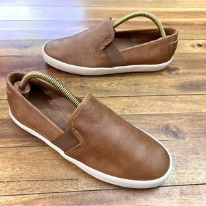Frye leather elastic slip on sneakers 7.5 M tan brown